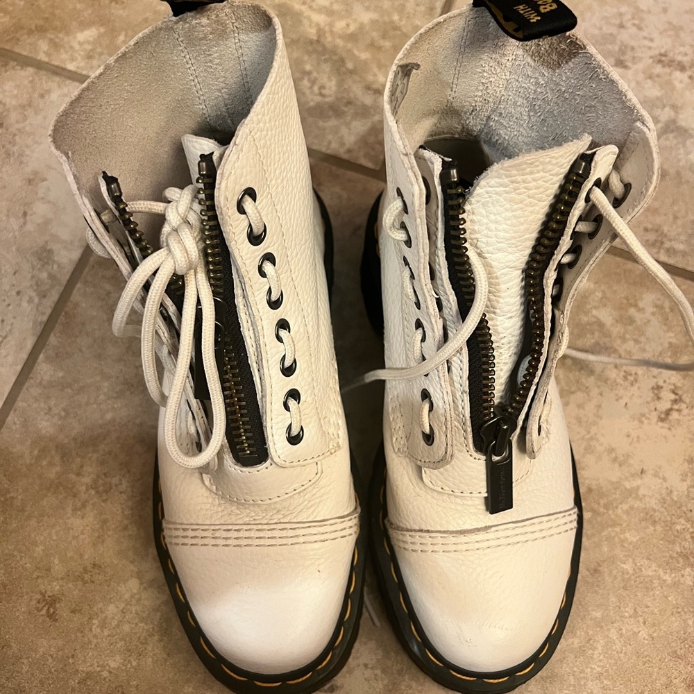 Dr. Martens White Sinclair platform boots